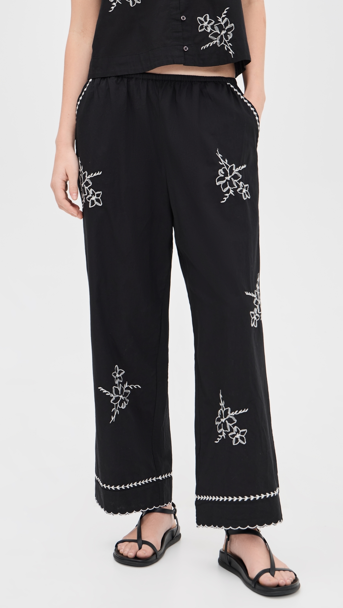 The Weekend Hanky Embroidery Pants Black