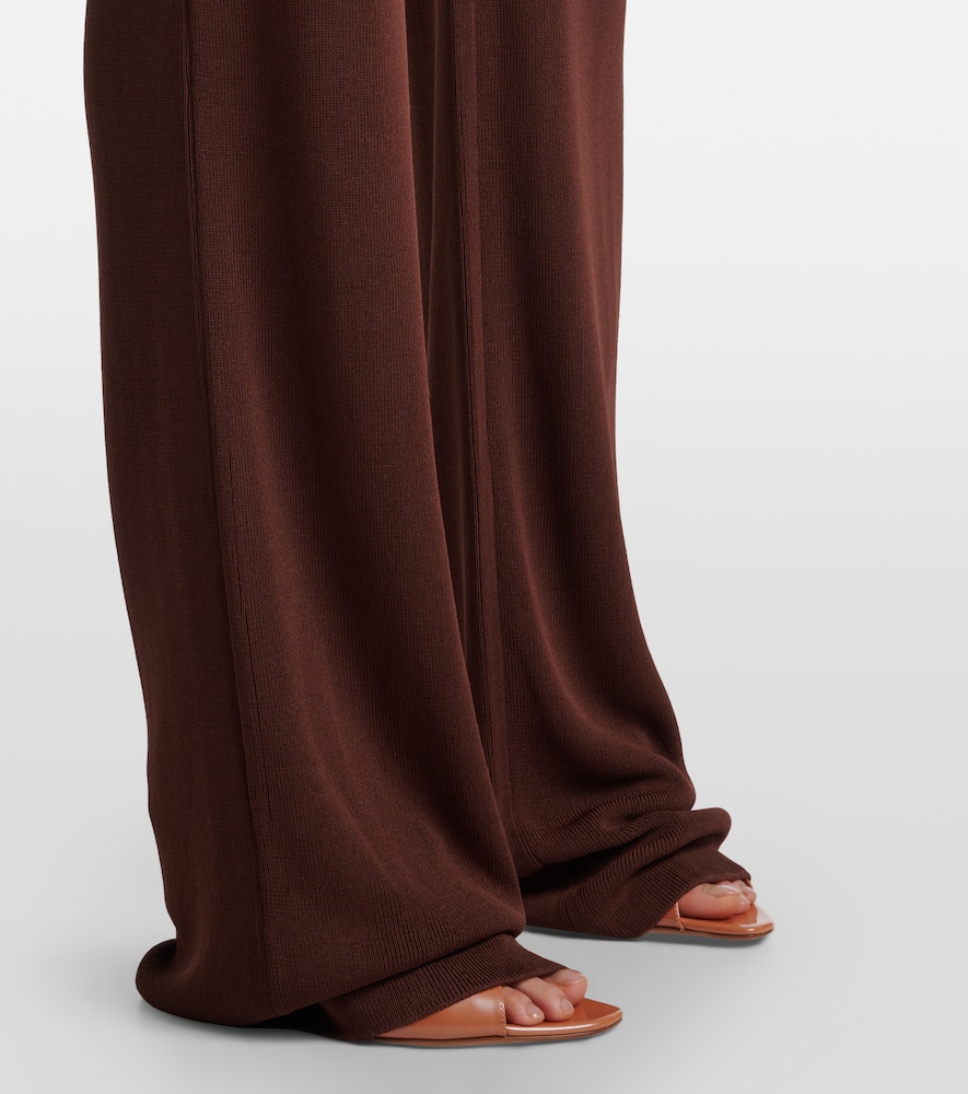 Ribbed-knit flared pants