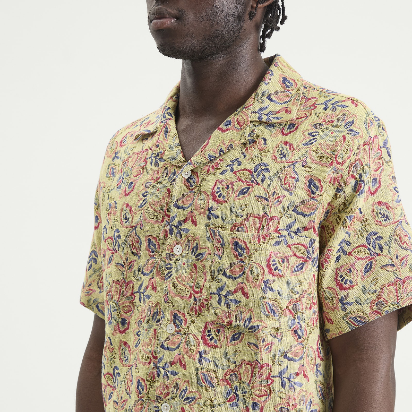 Men's Tapestry Flowers Vacation Shirt Natural