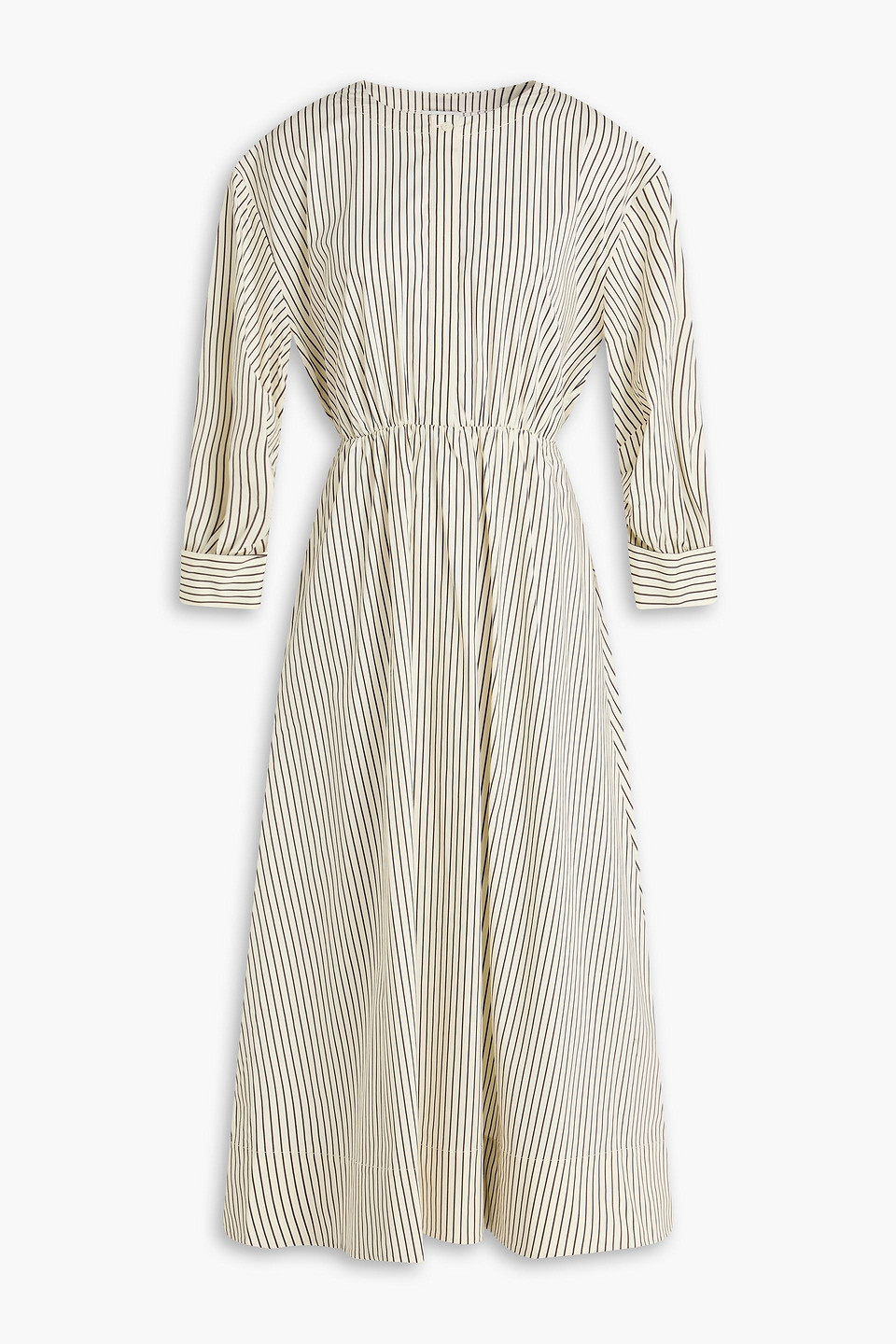 Cafu striped cotton-blend poplin midi shirt dress - White - XS
