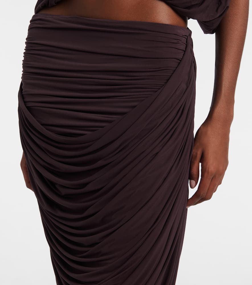 Draped high-rise maxi skirt