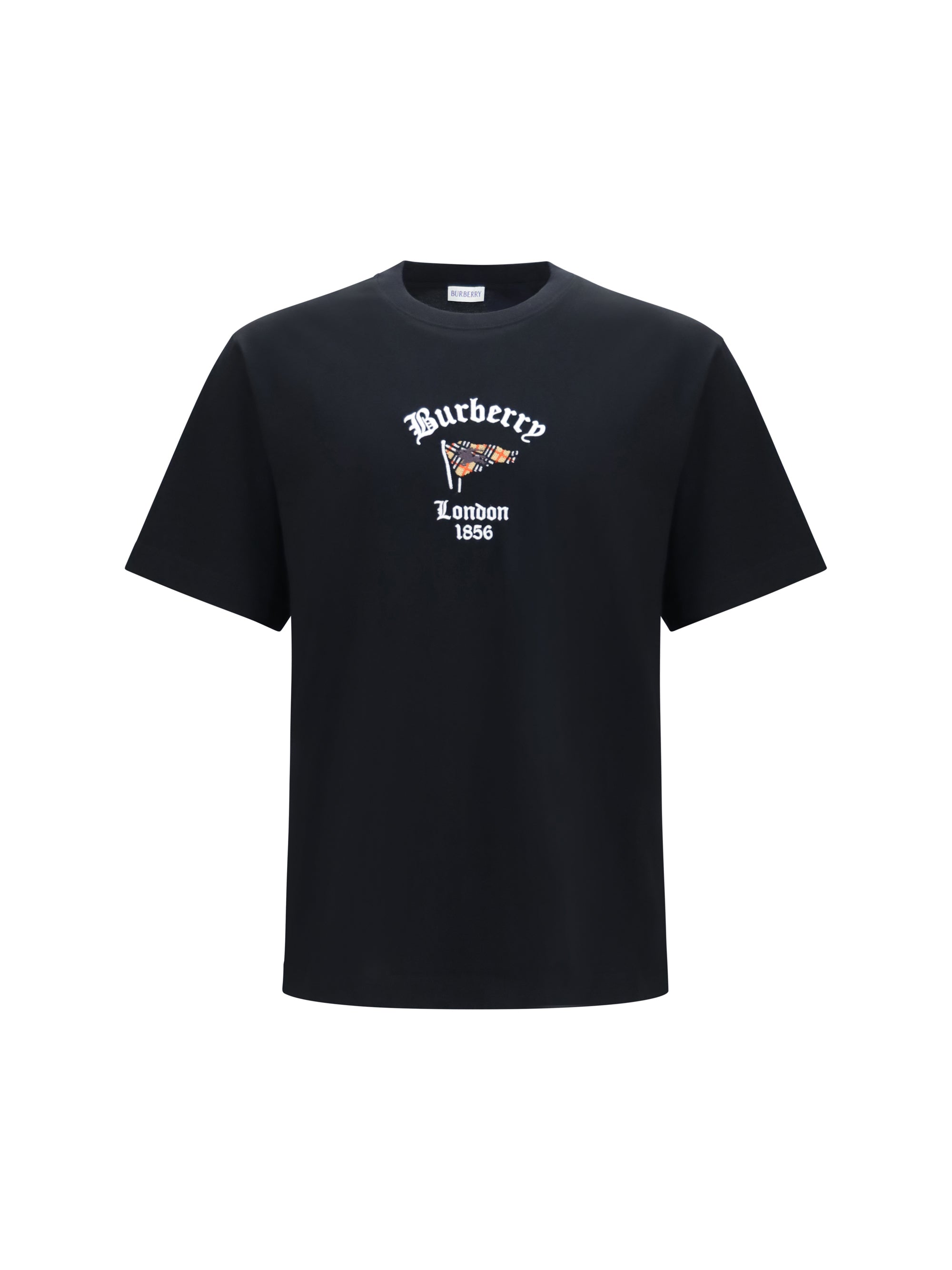 Archive Check Embroidered Logo T-Shirt — Black