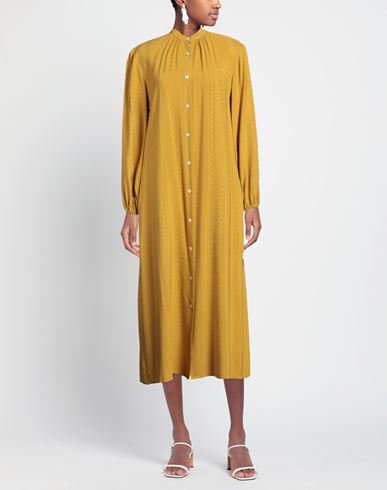 Woman Midi dress Mustard Size 6 Viscose