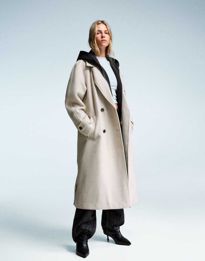 Soft trench coat with belt in stone-Neutral