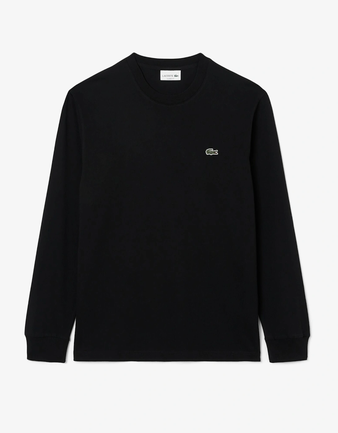 Men's Lacoste Long Sleeved Cotton Mens T-Shirt - Black
