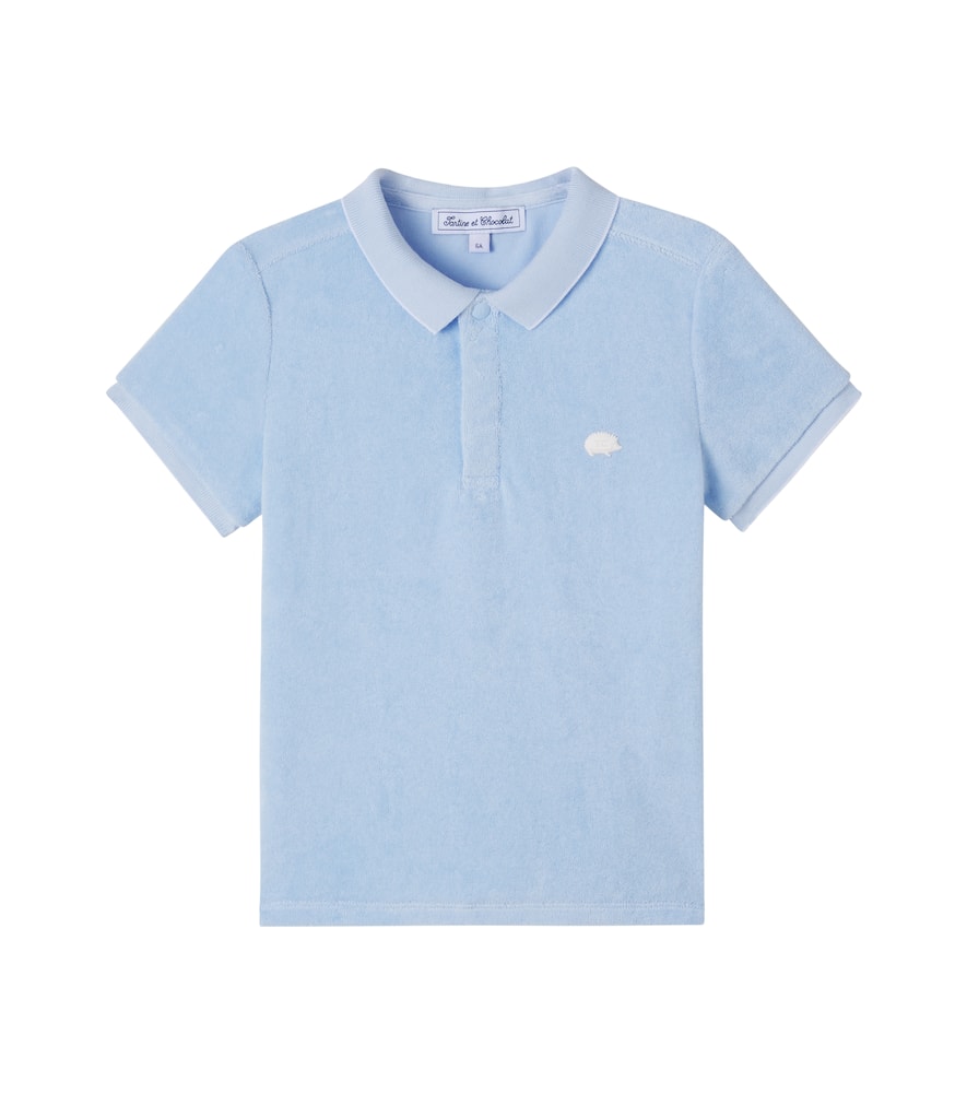 Cotton-blend terry polo shirt