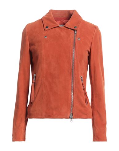 Woman Jacket Orange Size 4 Leather