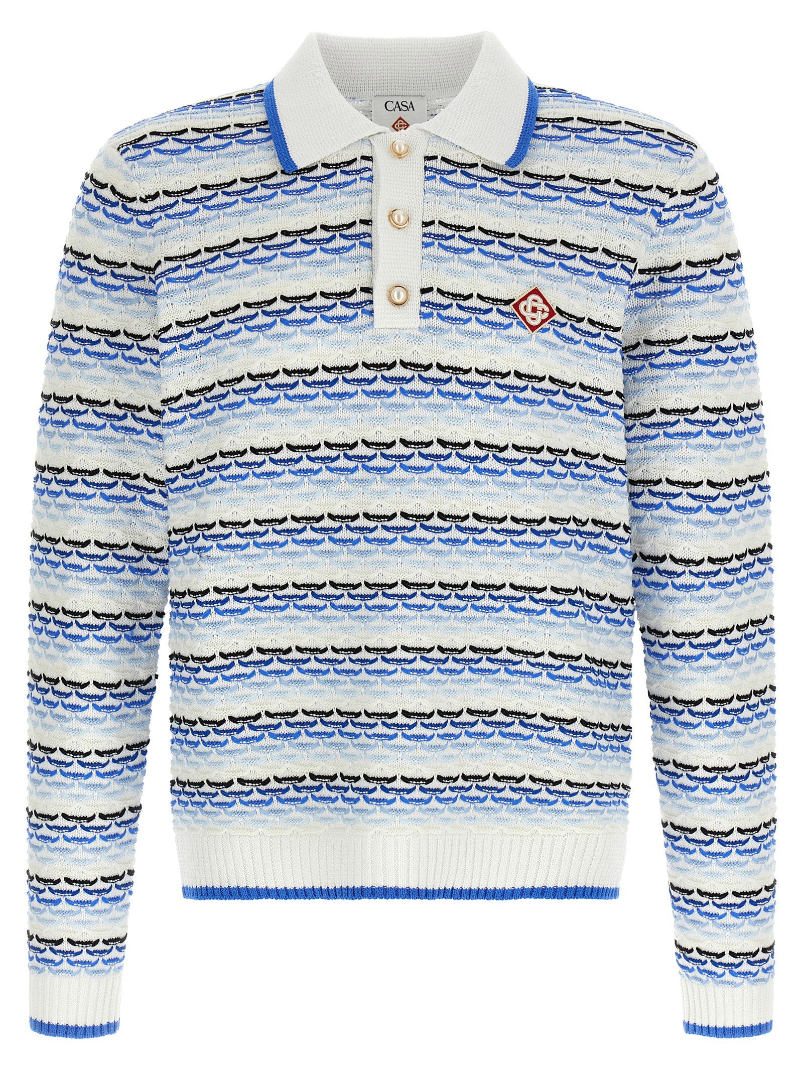 Tuck Stitch Long Sleeve Polo Shirt