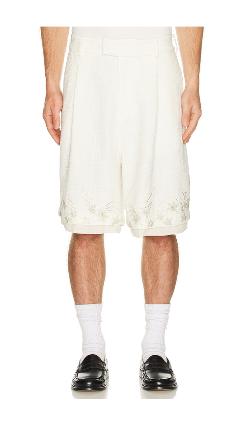 Birth Of Royal Child Layered Hexa Shorts in White. - S also in M, L, XL/1X