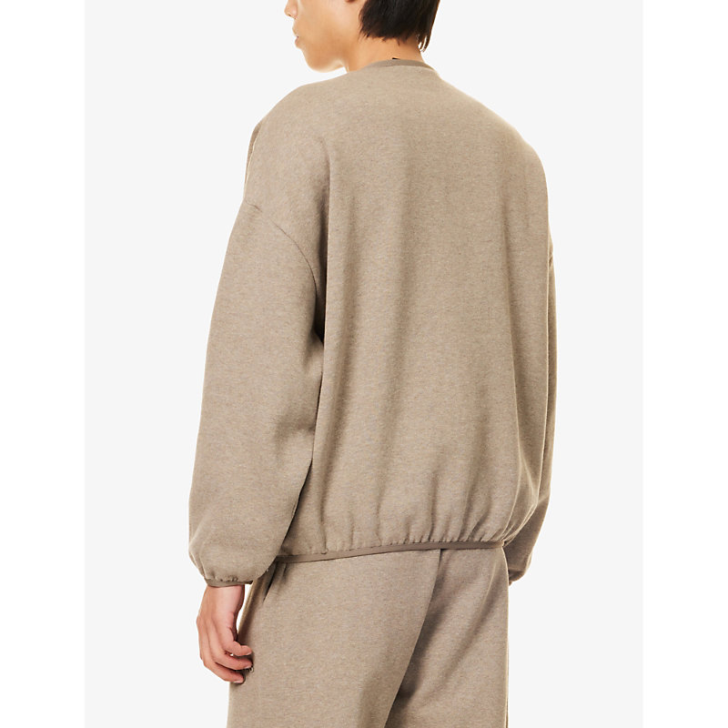 Mens Heather Grey Essentials Brand-patch Cotton-blend Sweatshirt S