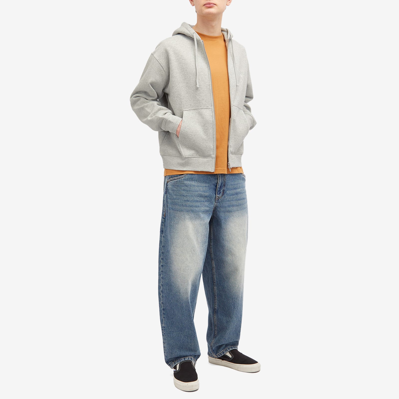 Men's Cursive Small Logo Zip-Hoodie in Heather Gray
