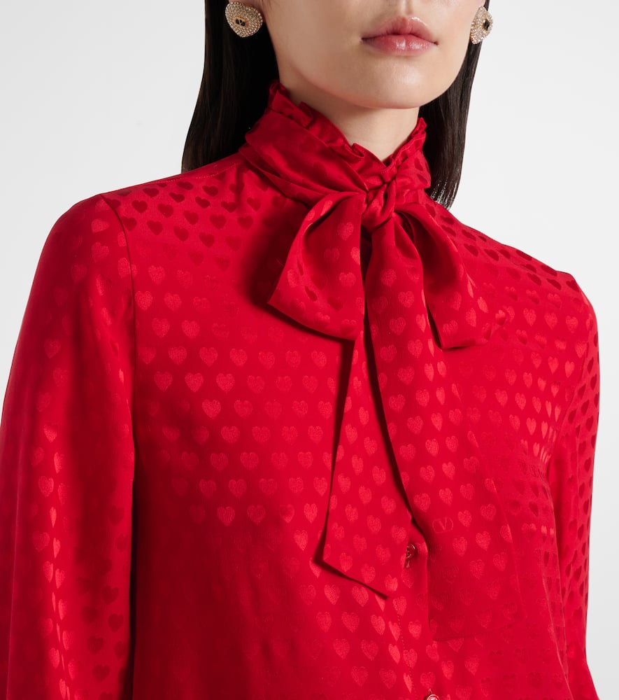 La Cour De Caur bow-detail silk crêpe shirt