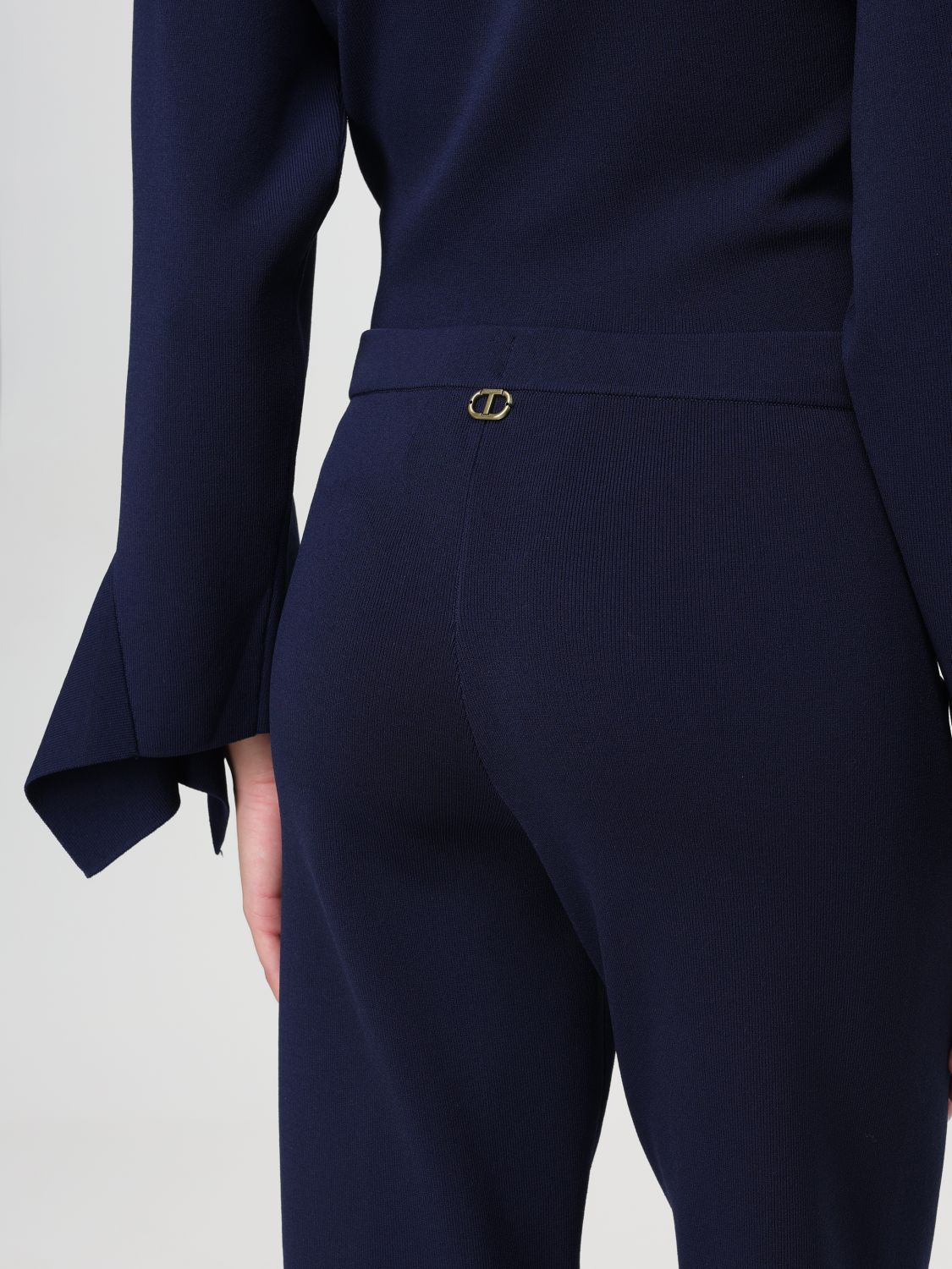 Ruffle-detail trousers - Blue