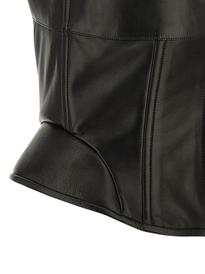 Peplos Leather Top Tops Black