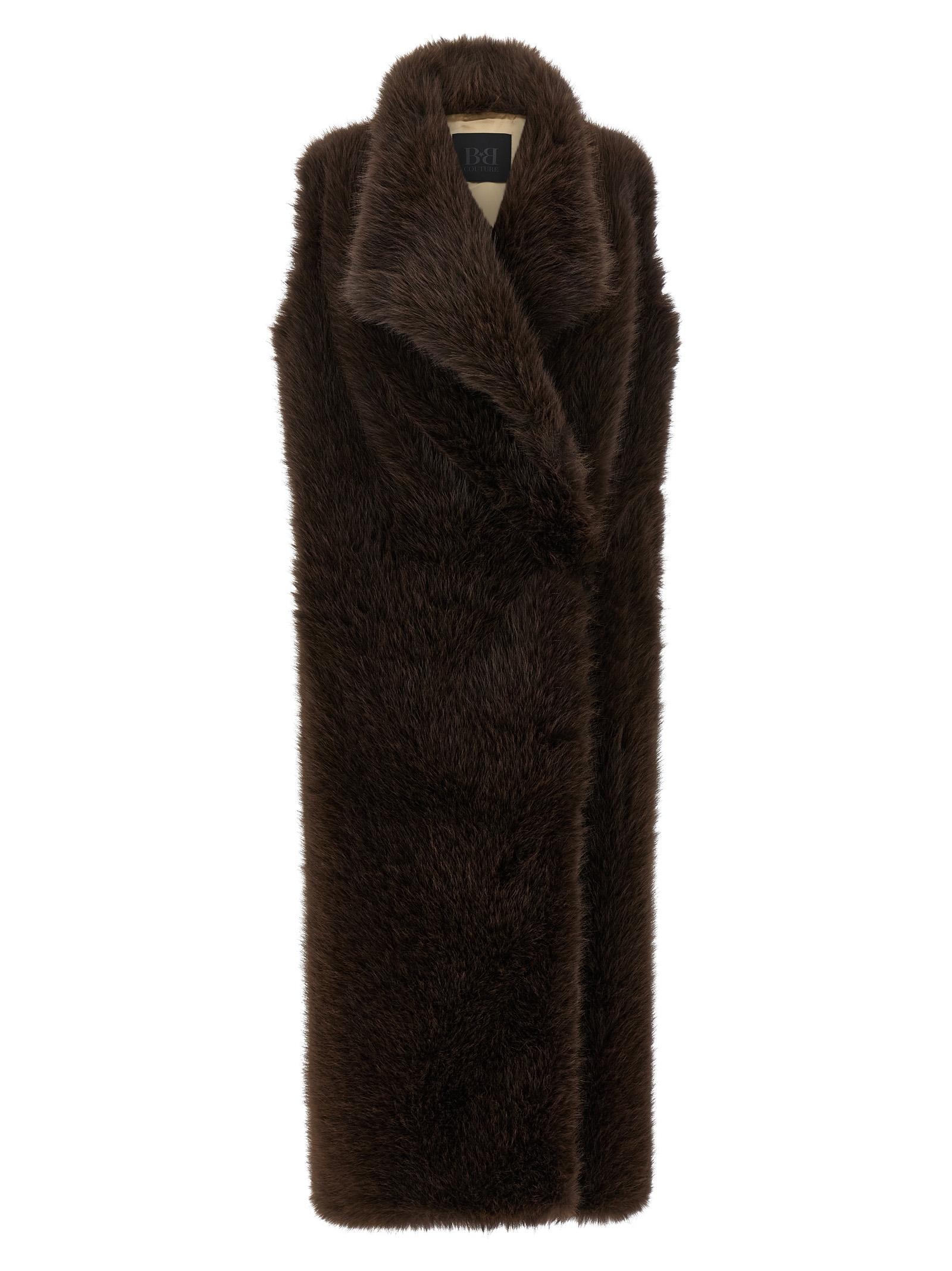 B&B COUTURE Brown Polyester Women's Coat