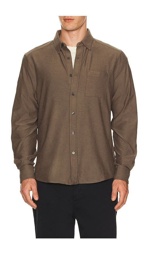 Rhone Work From Home Shirt in Brown. L. Also in M, S, XL/1X, XXL/2X