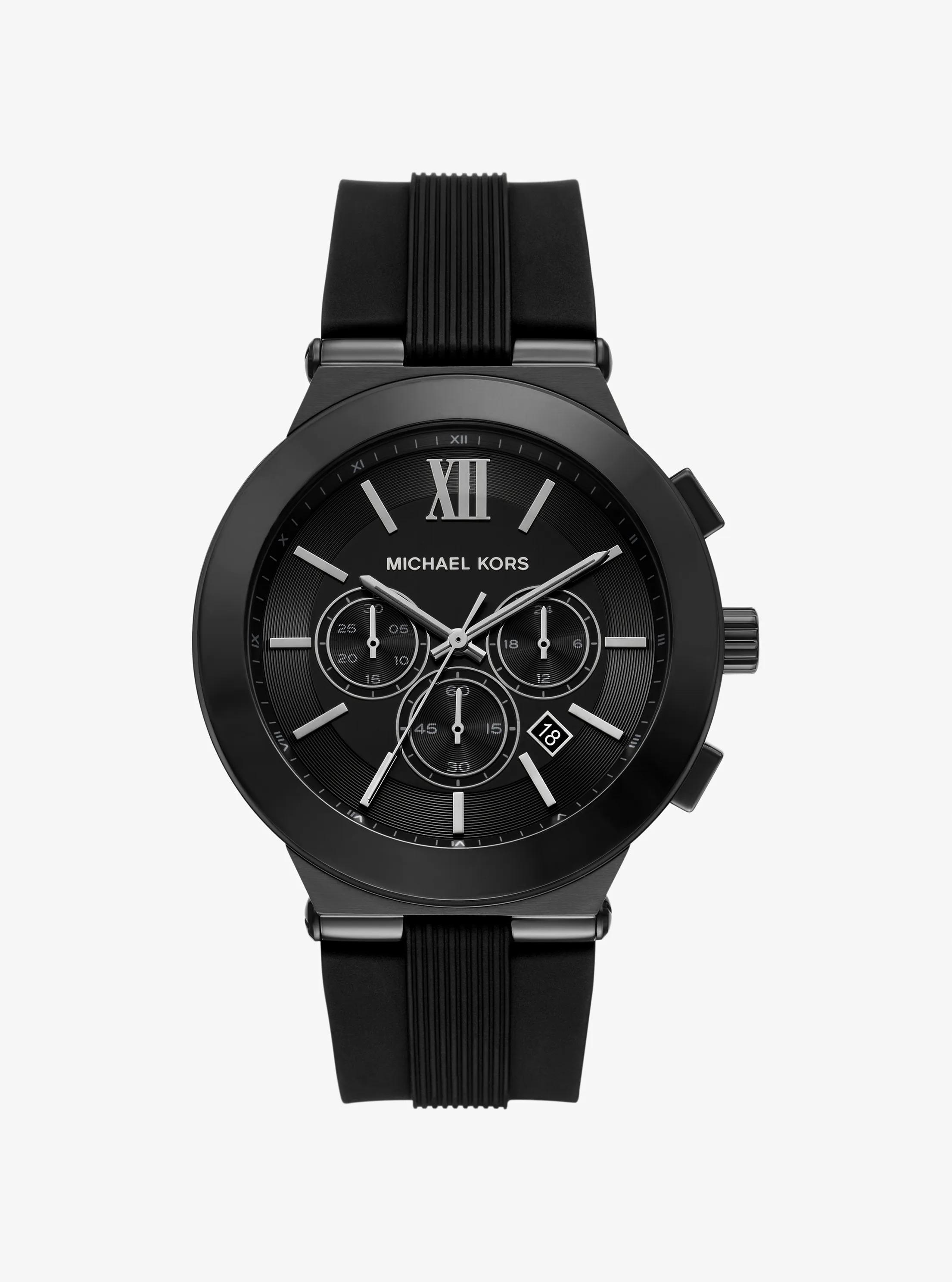 Oversized Billie Black-Tone and Silicone Watch in Black - One Size by