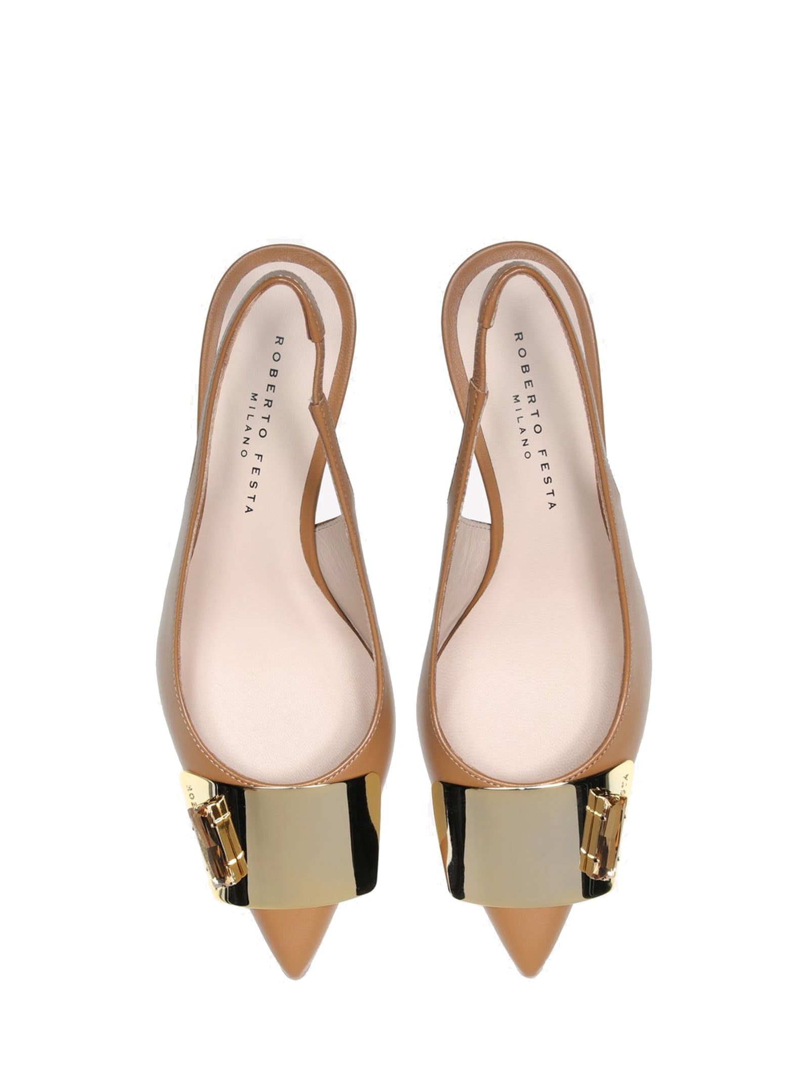 Chanel Slingback In Softy Camel With Plaque Accessory