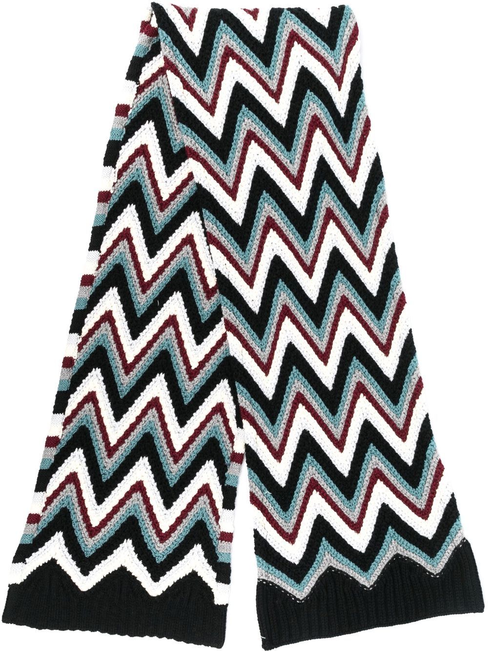 Zig-zag embroidered scarf - Blue