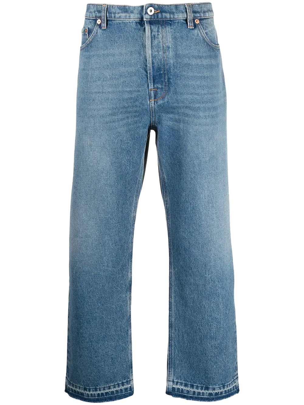 Dual Material Denim Jeans — Blue