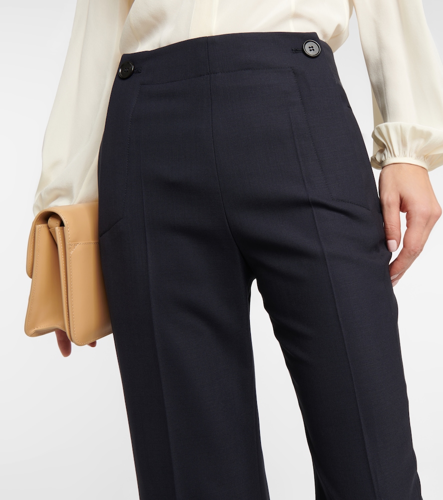 High-rise cropped flared wool pants