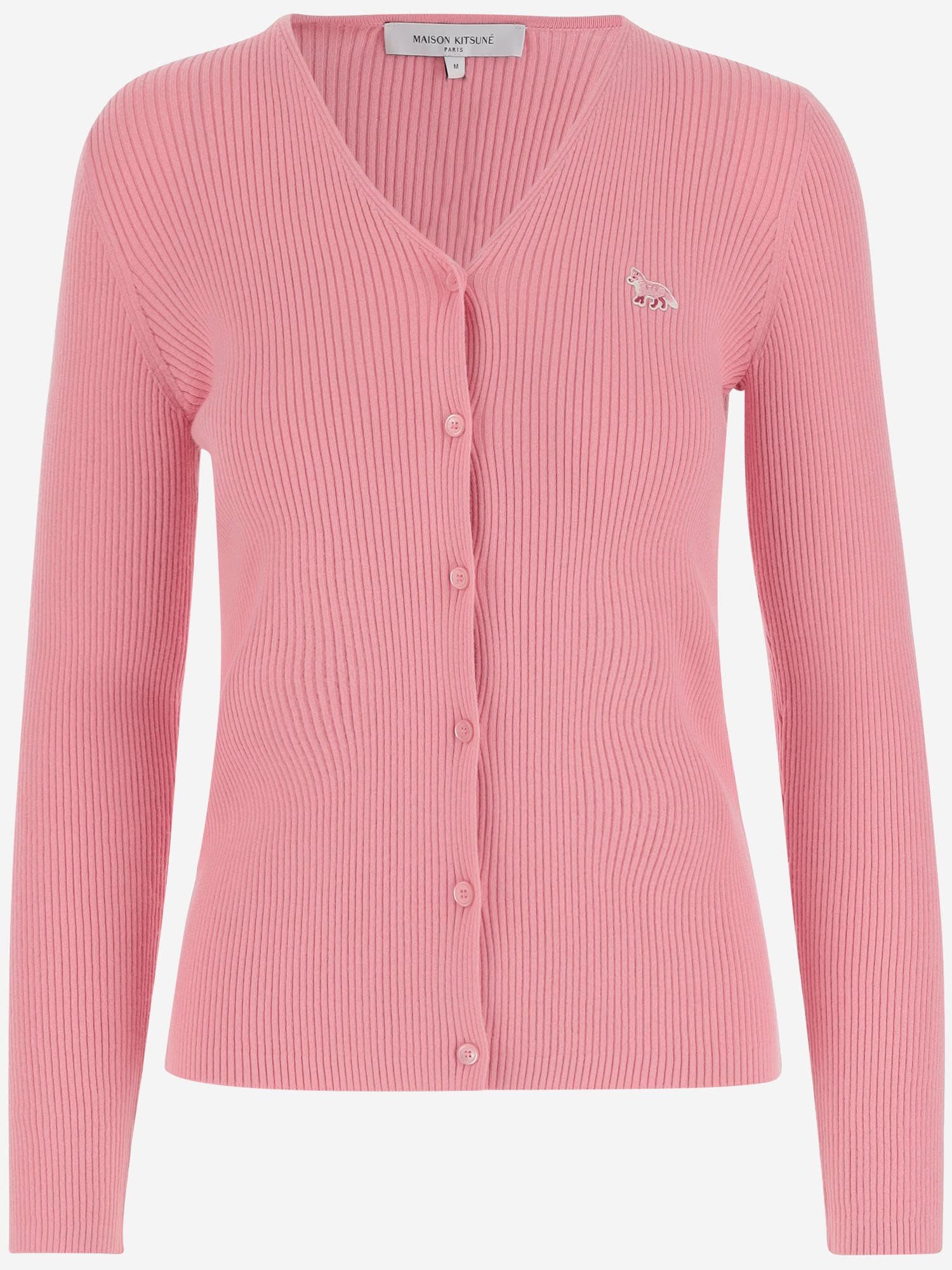 Maison Kitsuné baby fox patch fine ribbed cardigan - Pink