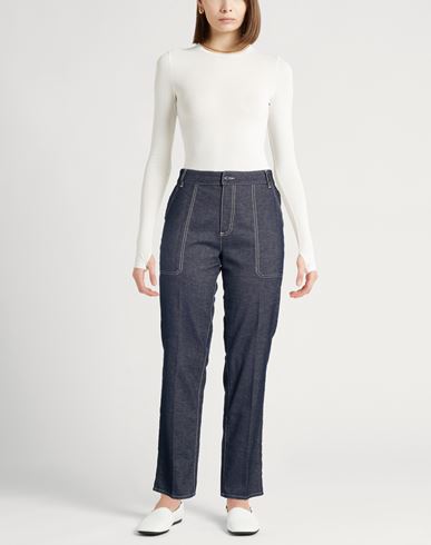 Woman Jeans Blue Size 14 Cotton, Linen, Elastane
