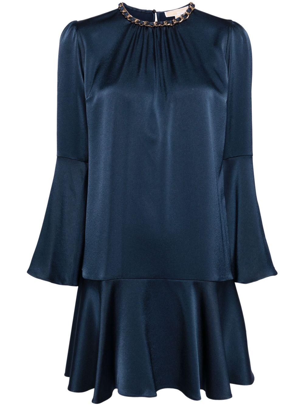 Chain-trim satin minidress - Blue