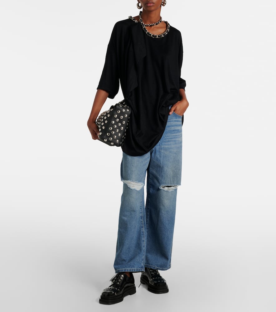 Cutout wide-leg jeans