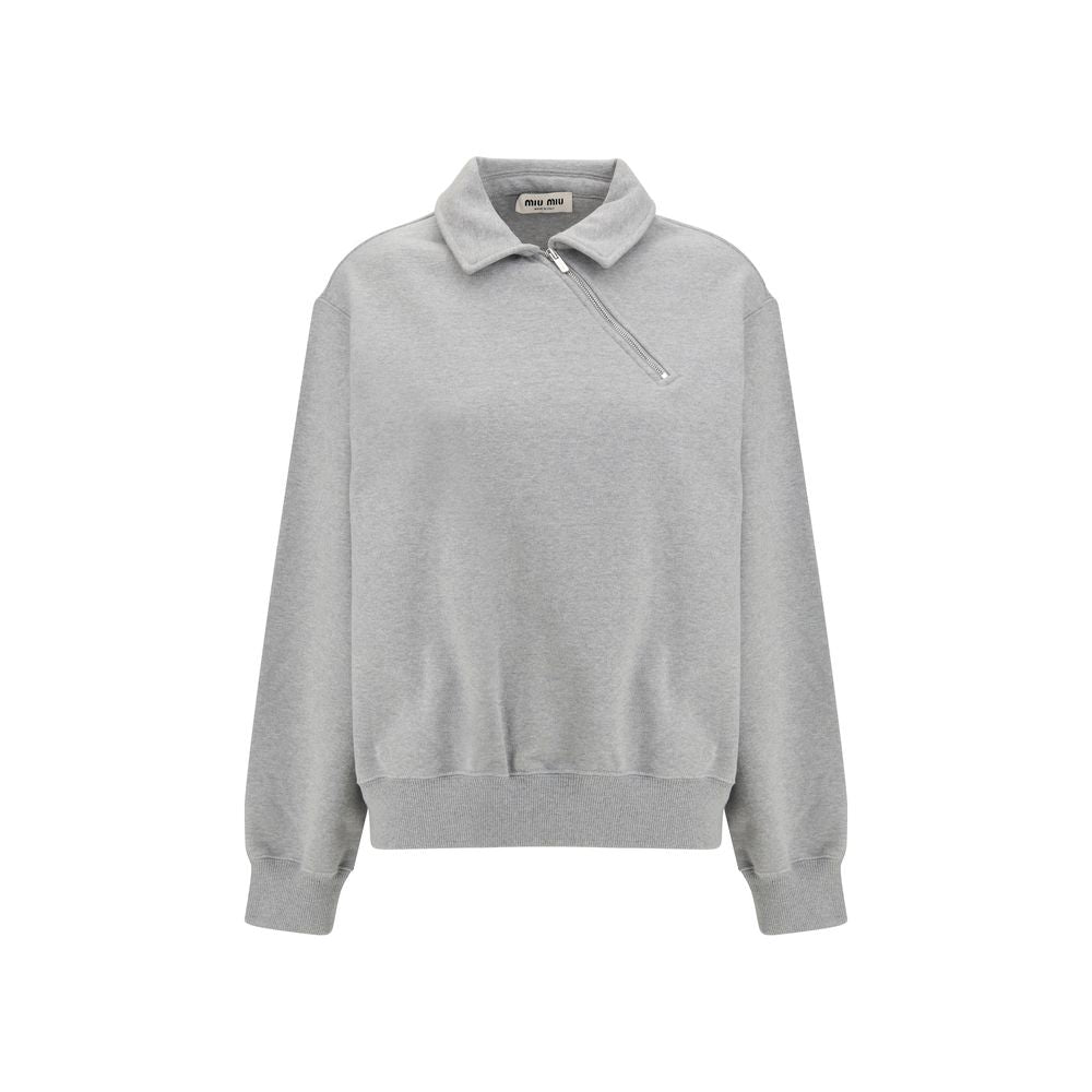 Cotton with Zip Collar Sweatshirt — Gray