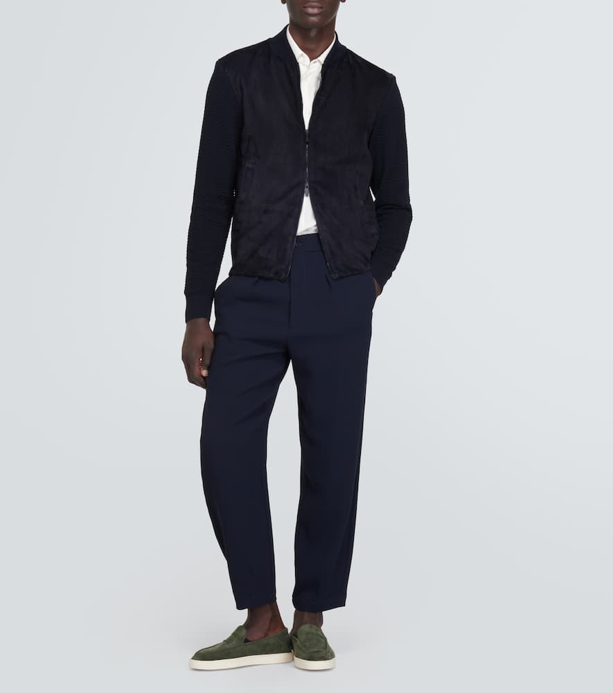 Wool-blend straight pants
