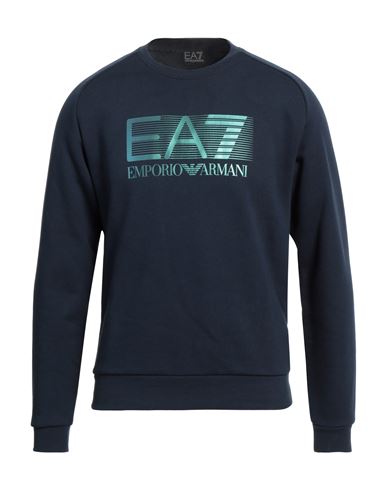 Ea7 Man Sweatshirt Navy Size XS Cotton, Polyester, Elastane