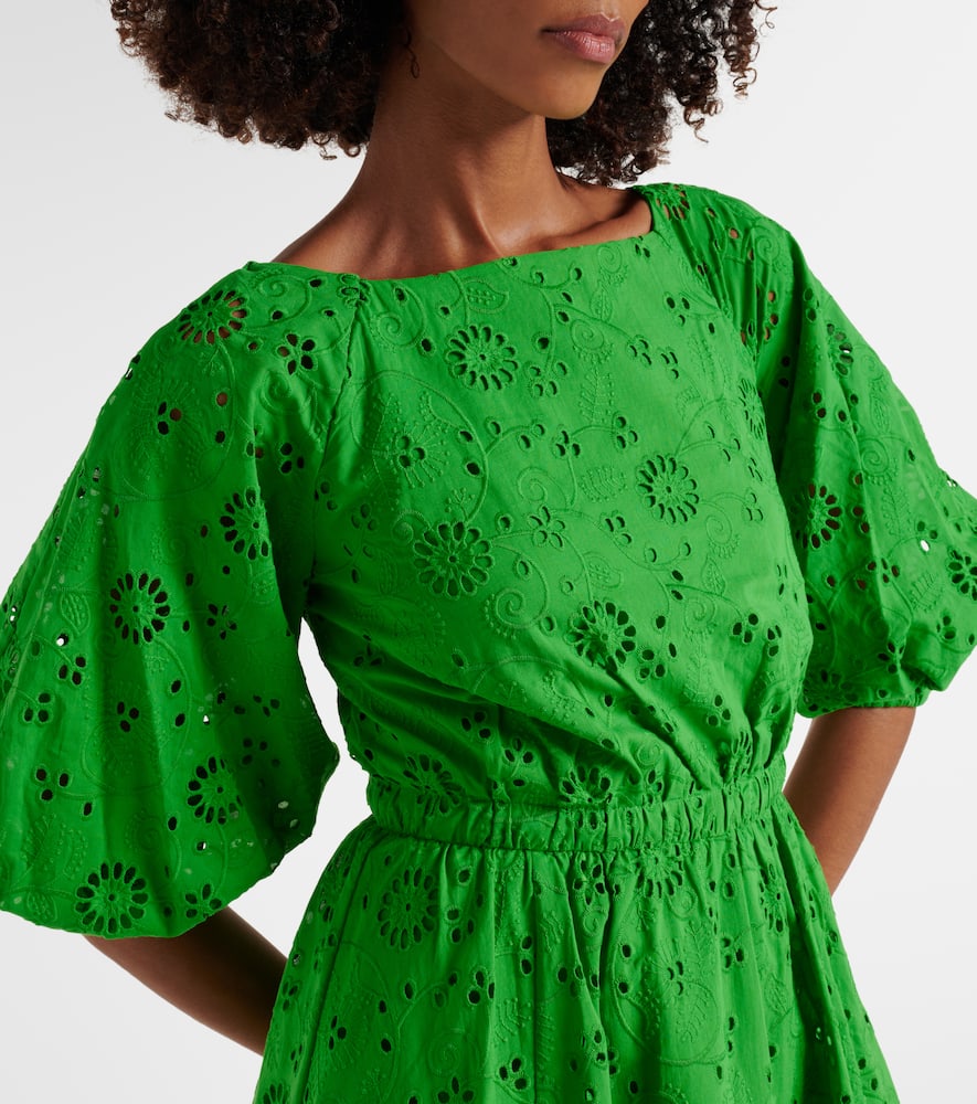 Openwork embroidered cotton midi dress