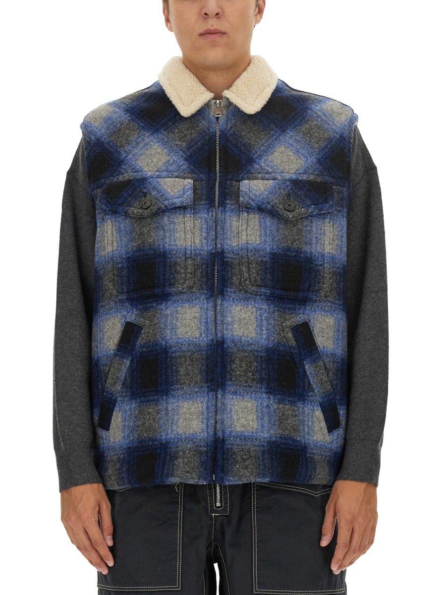 Plaid Checked Zip-up Gilet