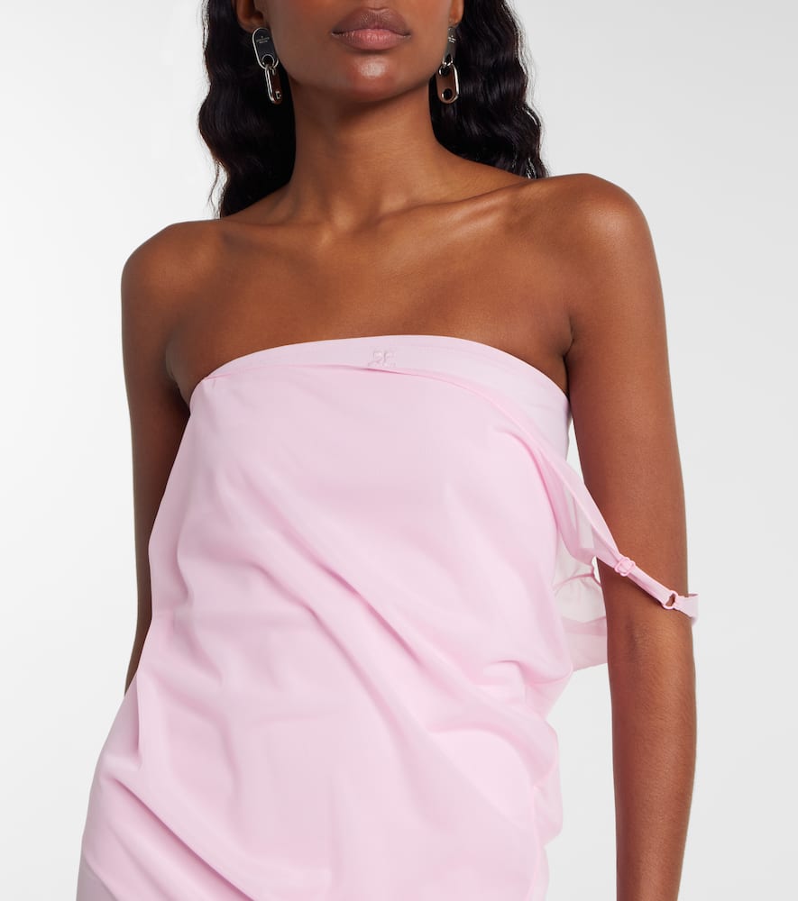 Courrèges Draped sheer jersey crêpe midi dress
