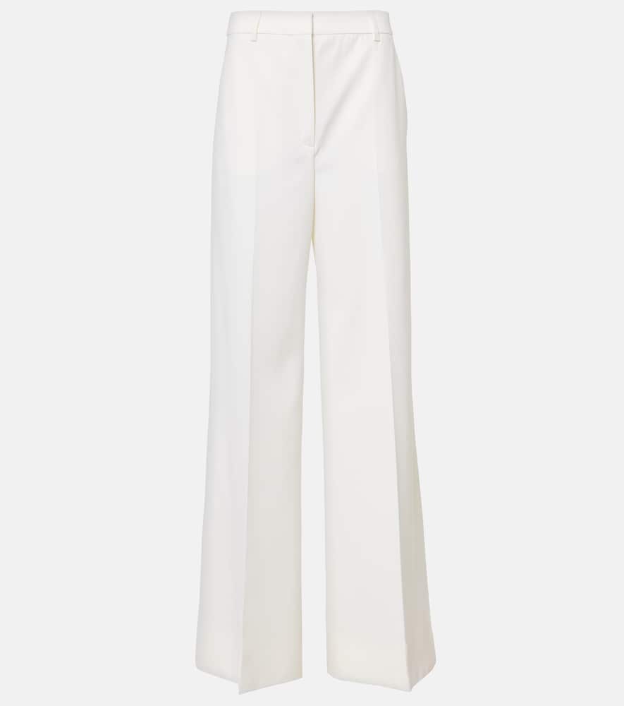 High-rise pleated wool wide-leg pants