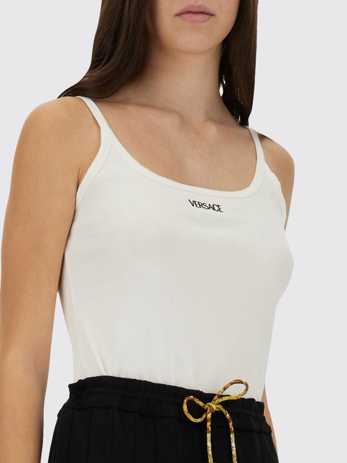 Logo-embroidered ribbed top - 1W000 WHITE