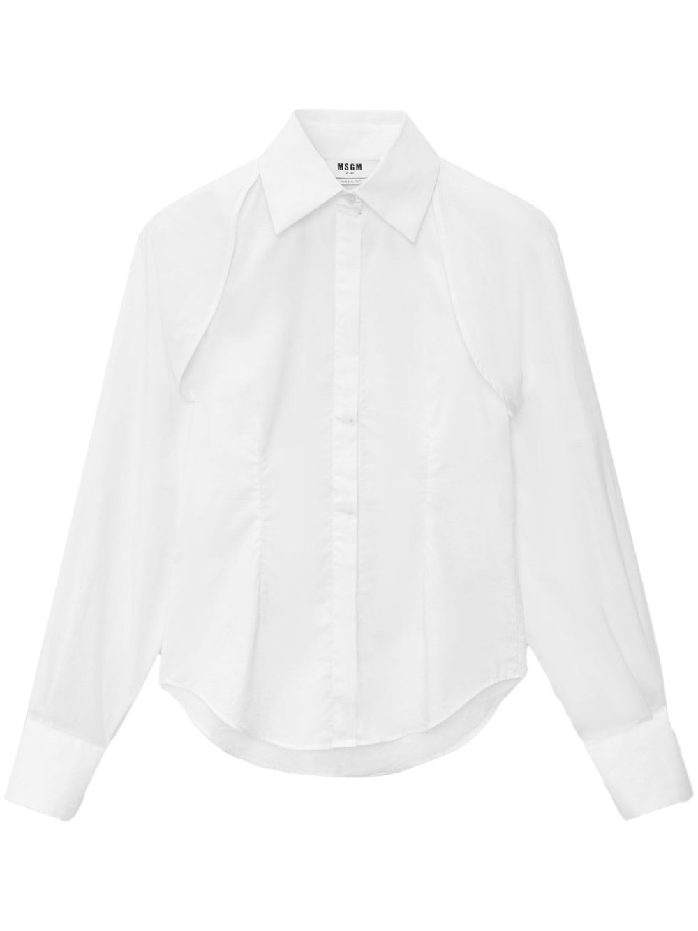 Detachable-sleeve buttoned shirt - White
