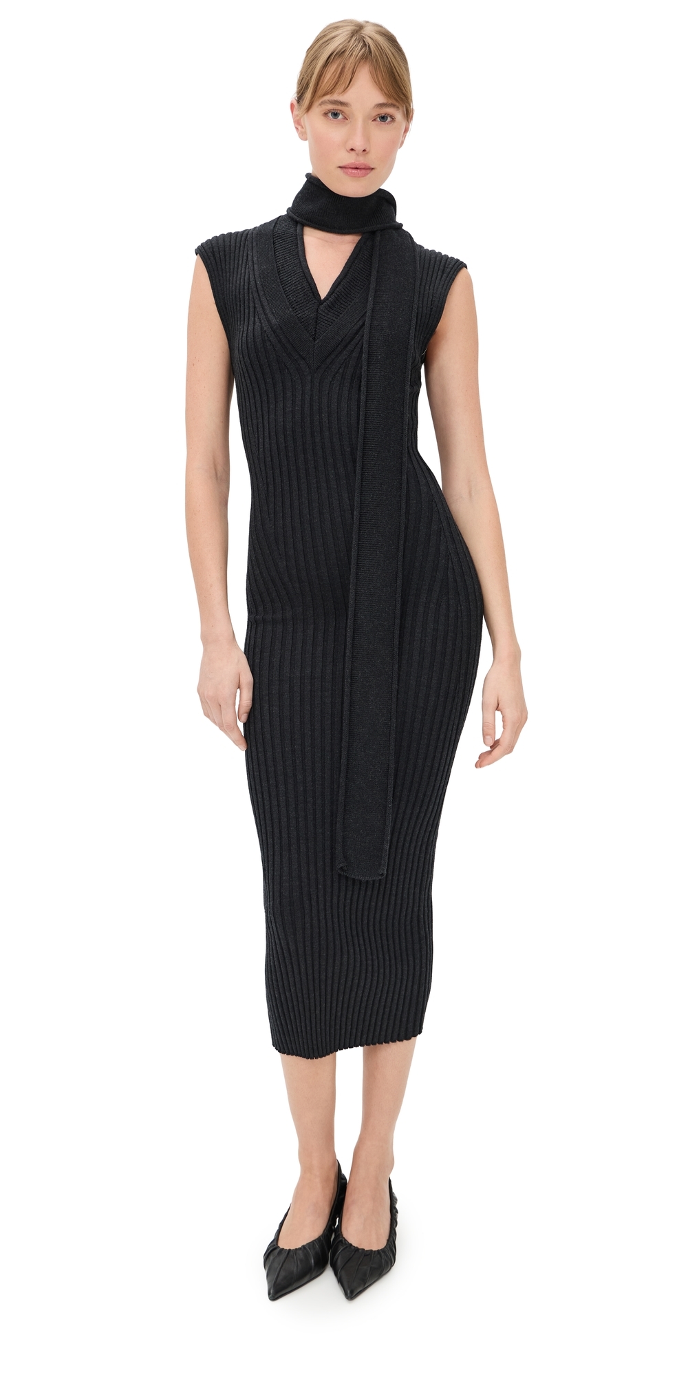 Scarf Dress Charcoal Melange
