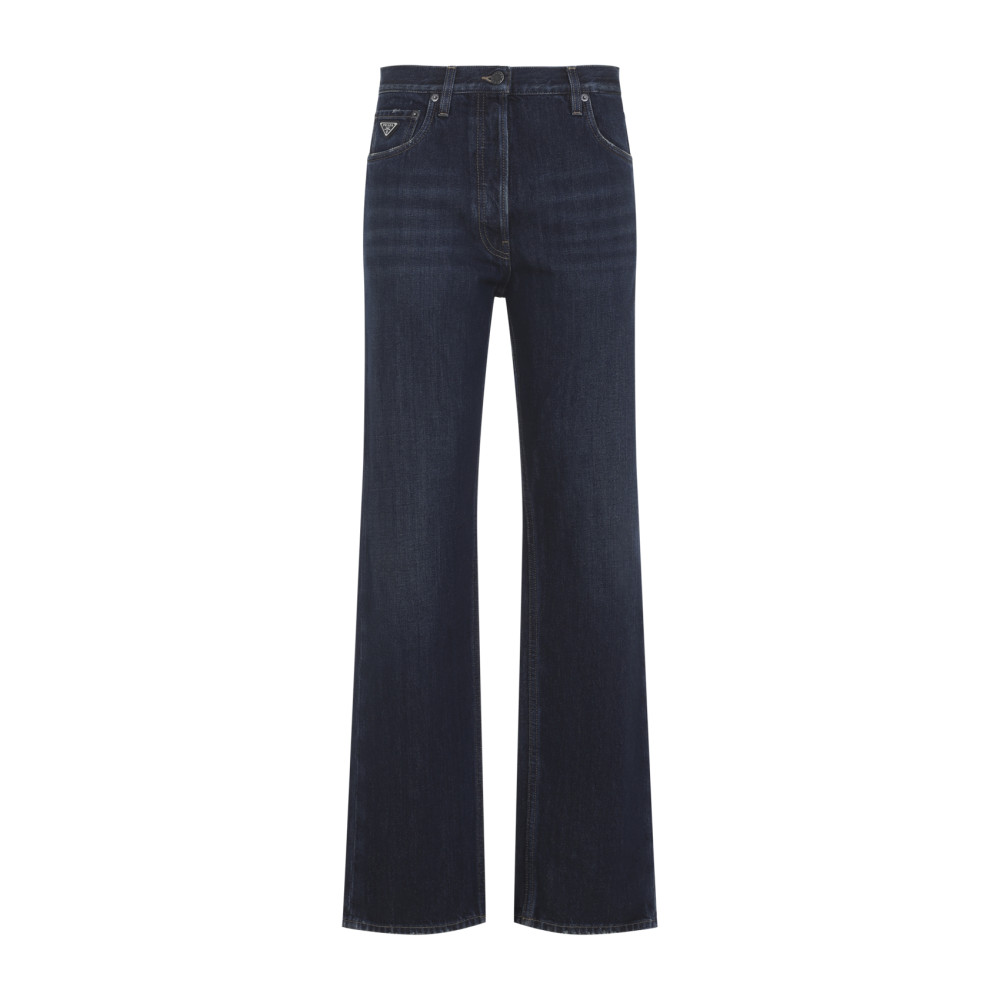 Blue Straight Mid Rise Jeans