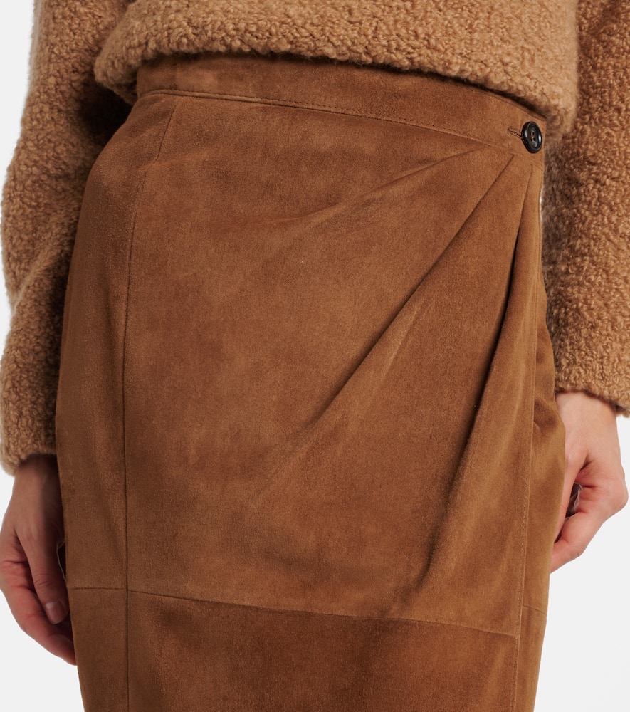 Jerez gathered suede pencil skirt