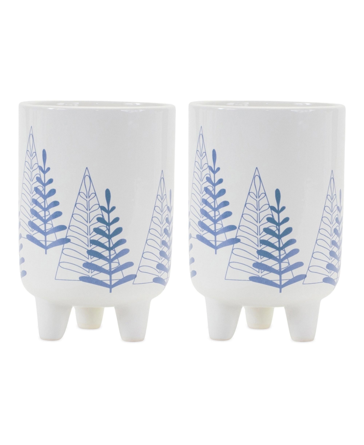 Modern Pine Tree Planter With Legs (Set of 2) - White