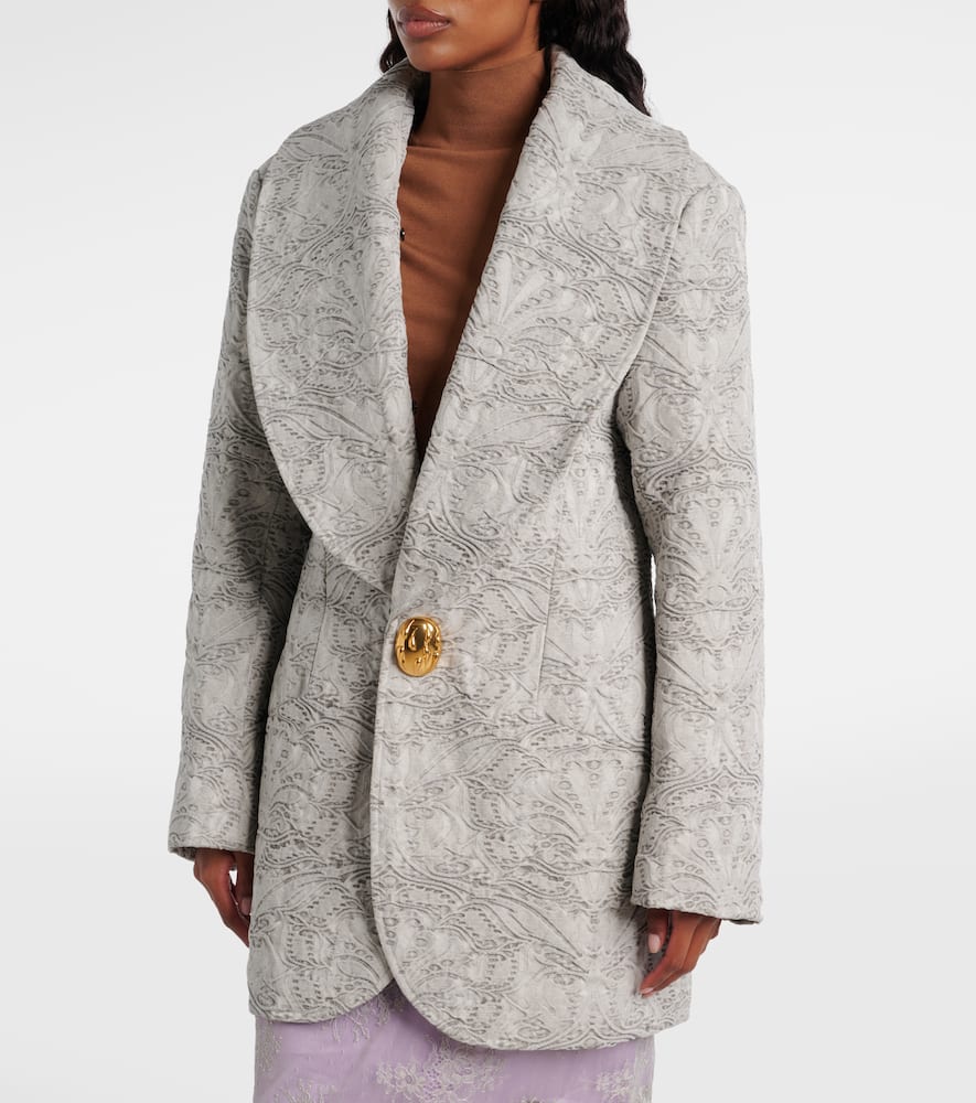 Shearling-trimmed cotton coat