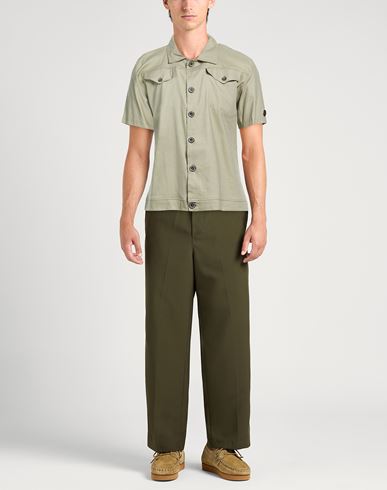 Man Shirt Sage green Size L Viscose, Linen, Cotton, Elastane