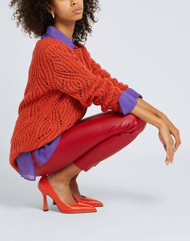 Pointelle Knit Sweater Woman Sweater Rust Size XS Acrylic, Polyamide, Wool, Mohair wool