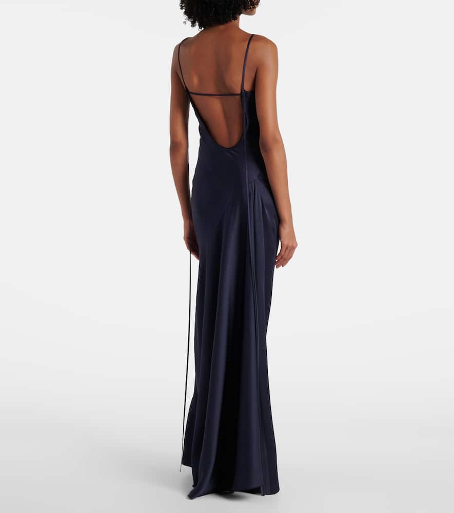 Lace-trimmed satin maxi dress