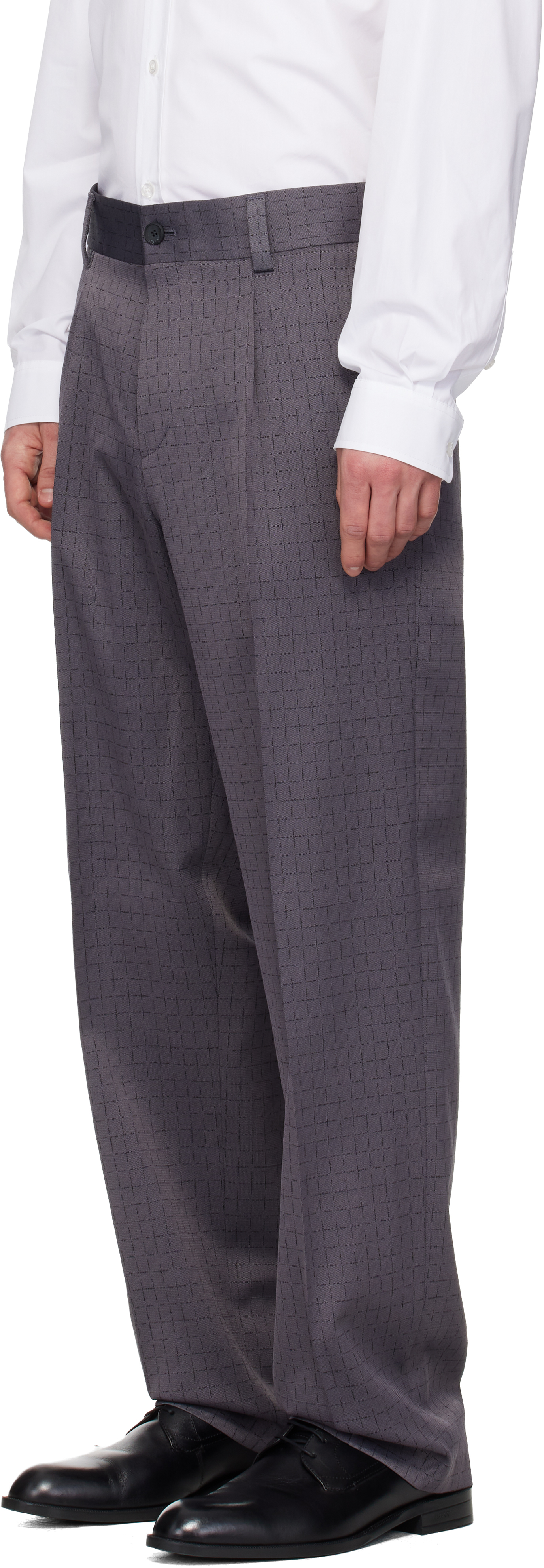 Gray Checked Modern-Fit Trousers