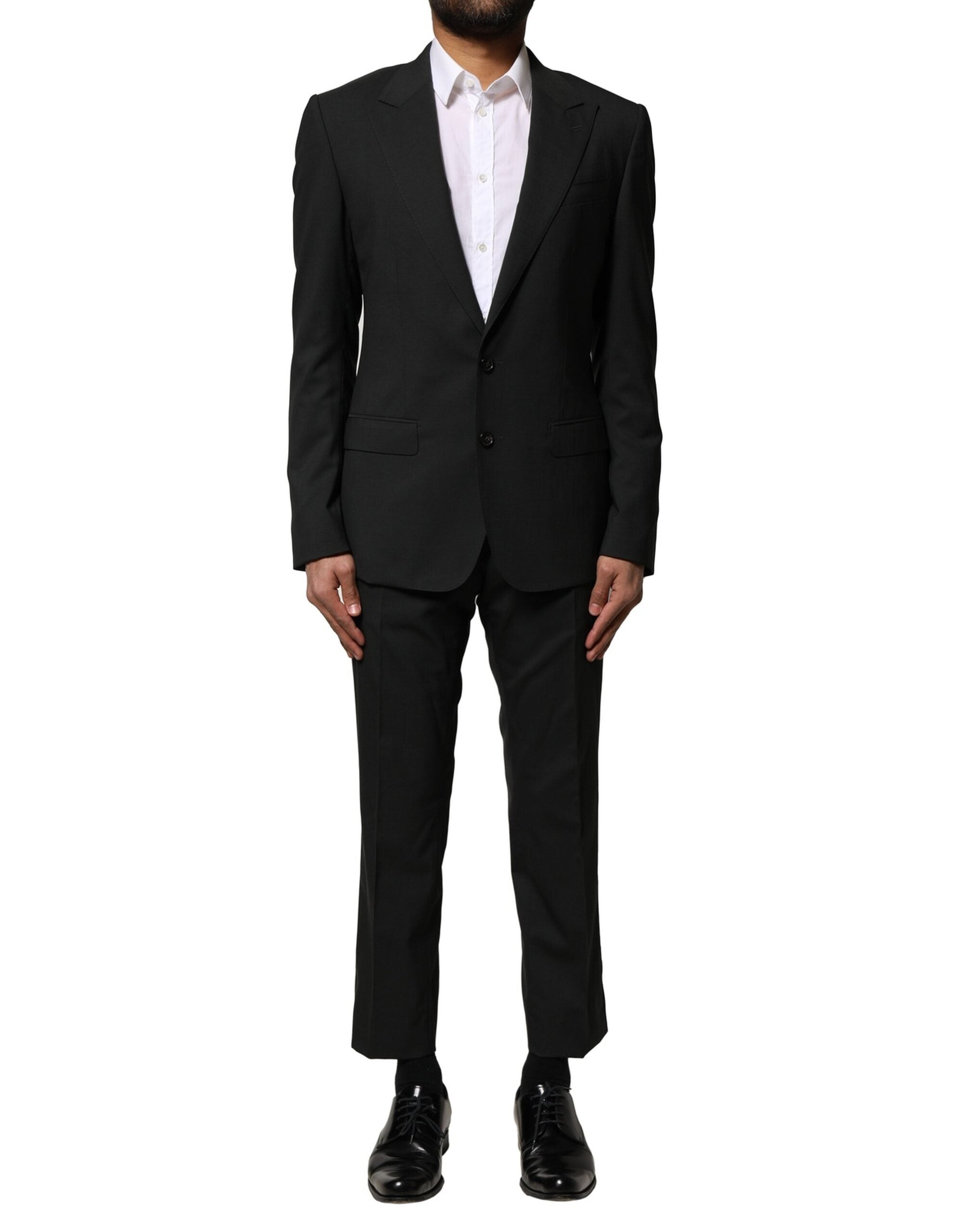 Virgin Wool Single-Breasted Suit — Black