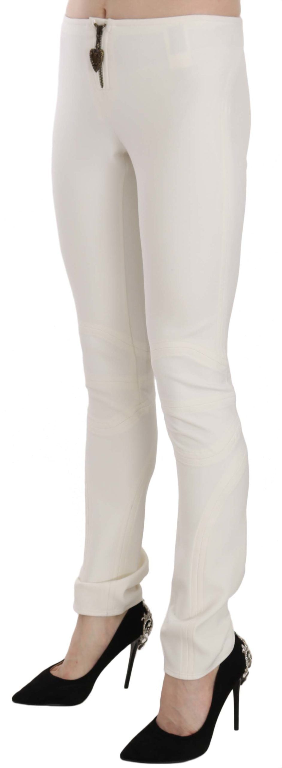 Mid Waist Skinny Dress Trousers — White