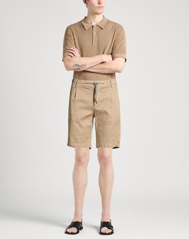 Man Shorts & Bermuda Shorts Sand Size 32 Linen, Cotton, Elastane